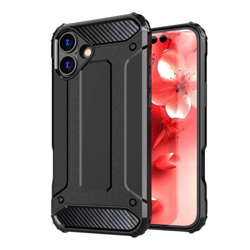 Defender szilikon telefonvédő (ütésállóság, légpárnás sarok, fémhatás) FEKETE