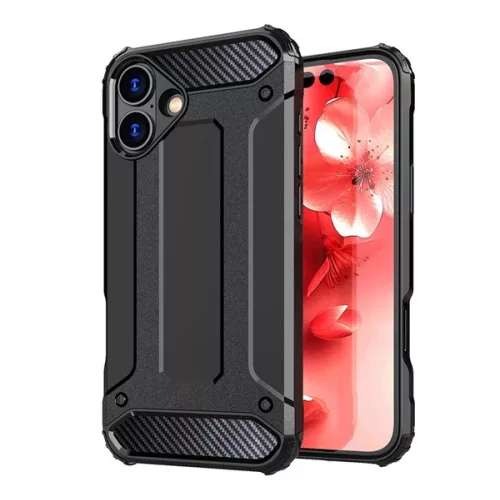 Defender szilikon telefonvédő (ütésállóság, légpárnás sarok, fémhatás) FEKETE