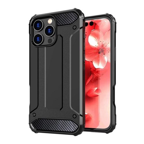 Defender szilikon telefonvédő (ütésállóság, légpárnás sarok, fémhatás) FEKETE
