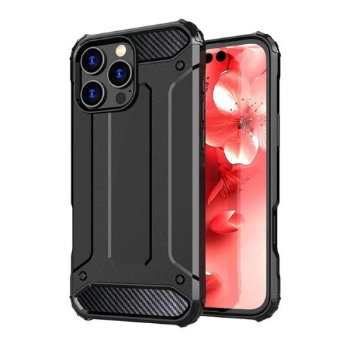 Defender szilikon telefonvédő (ütésállóság, légpárnás sarok, fémhatás) FEKETE