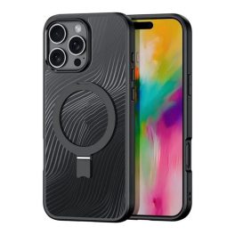 DUX DUCIS AIMO szilikon telefonvédő (ütésállóság, kameravédő, MagSafe, kitámasztó, hullám) FEKETE   DUX DUCIS AIMO szilikon telefonvédő (ütésállóság, kameravédő, MagSafe, kitámasztó, hullám) FEKETE