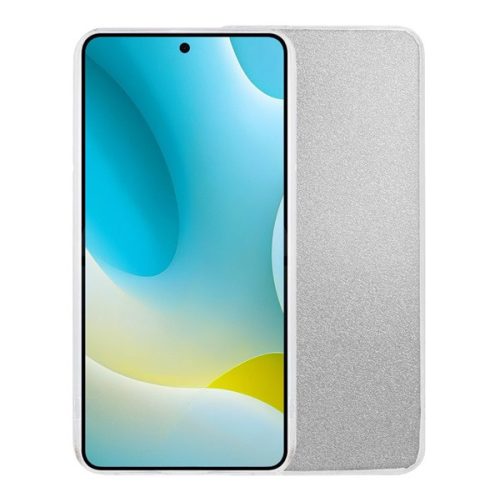 Szilikon telefonvédő (műanyag belső, csillogó hátlap) EZÜST