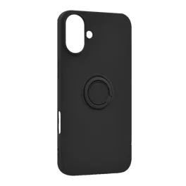   Szilikon telefonvédő (tartógyűrű, mikrofiber plüss belső, mágneses, kameravédő) FEKETE