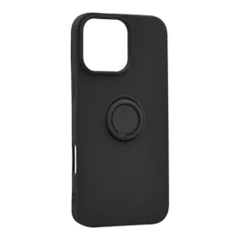   Szilikon telefonvédő (tartógyűrű, mikrofiber plüss belső, mágneses, kameravédő) FEKETE