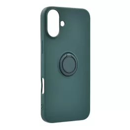   Szilikon telefonvédő (tartógyűrű, mikrofiber plüss belső, mágneses, kameravédő) SÖTÉTZÖLD