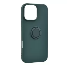   Szilikon telefonvédő (tartógyűrű, mikrofiber plüss belső, mágneses, kameravédő) SÖTÉTZÖLD