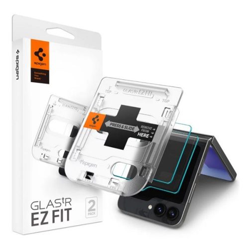 SPIGEN EZ FIT képernyővédő üveg 2db (2.5D, tokbarát, ultravékony, 0.2mm, 9H + segédkeret) ÁTLÁTSZÓ