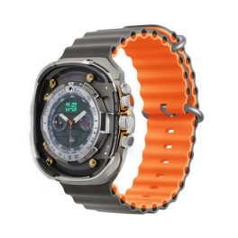 DEVIA DELUXE SPORT6 pótszíj (egyedi méret, nagy, szilikon, állítható, hullám) VILÁGOSSZÜRKE/NARANCSSÁRGA   DEVIA DELUXE SPORT6 pótszíj (egyedi méret, nagy, szilikon, állítható, hullám) VILÁGOSSZÜRKE/NARANCSSÁRGA