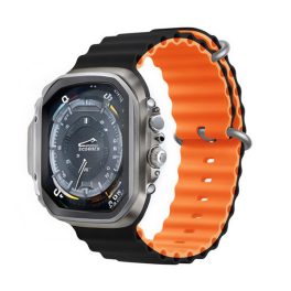 DEVIA DELUXE SPORT6 pótszíj (egyedi méret, nagy, szilikon, állítható, hullám) FEKETE/NARANCSSÁRGA   DEVIA DELUXE SPORT6 pótszíj (egyedi méret, nagy, szilikon, állítható, hullám) FEKETE/NARANCSSÁRGA