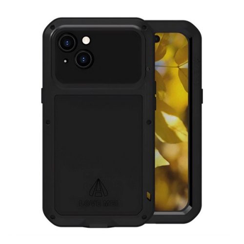 LOVE MEI Powerful defender telefonvédő (fém keret, erős ütésállóság, porálló + képernyővédő üveg) FEKETE