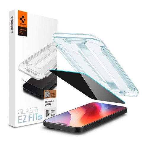 SPIGEN EZ FIT HD képernyővédő üveg (2.5D, betekintés védelem, 0.2mm, 9H + segédkeret) ÁTLÁTSZÓ