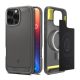 SPIGEN RUGGED ARMOR szilikon telefonvédő (ütésállóság, légpárnás sarok, karbon minta, MagSafe) VILÁGOSSZÜRKE