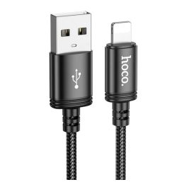   HOCO X91 adatkábel (USB - lightning, 2.4A, gyorstöltő, cipőfűző, 300cm) FEKETE