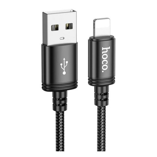 HOCO X91 adatkábel (USB - lightning, 2.4A, gyorstöltő, 300cm, cipőfűző) FEKETE