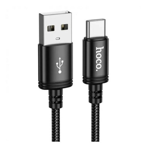 HOCO X91 adatkábel (USB - Type-C, 3A, gyorstöltő, 300cm, cipőfűző) FEKETE