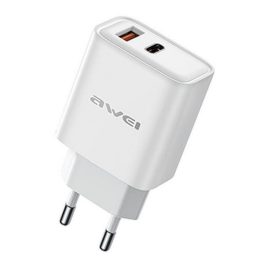   AWEI PD81-EU hálózati töltő USB+Type-C aljzat (22.5W, GaN, PD gyorstöltő) FEHÉR
