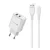 AWEI PD81L-EU hálózati töltő USB+Type-C aljzat (22.5W, GaN, PD gyorstöltő + lightning kábel) FEHÉR
