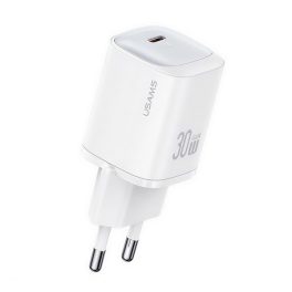USAMS CC251 hálózati töltő Type-C aljzat (30W, GaN, PD gyorstöltő) FEHÉR   USAMS CC251 hálózati töltő Type-C aljzat (30W, GaN, PD gyorstöltő) FEHÉR