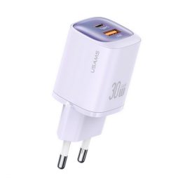 USAMS CC254 hálózati töltő USB+Type-C aljzat (30W, GaN, PD gyorstöltő) LILA   USAMS CC254 hálózati töltő USB+Type-C aljzat (30W, GaN, PD gyorstöltő) LILA