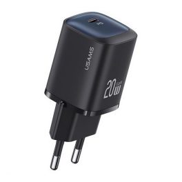 USAMS CC248 hálózati töltő Type-C aljzat (20W, GaN, PD gyorstöltő) FEKETE   USAMS CC248 hálózati töltő Type-C aljzat (20W, GaN, PD gyorstöltő) FEKETE