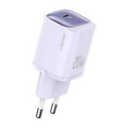   USAMS CC248 hálózati töltő Type-C aljzat (20W, GaN, PD gyorstöltő) LILA