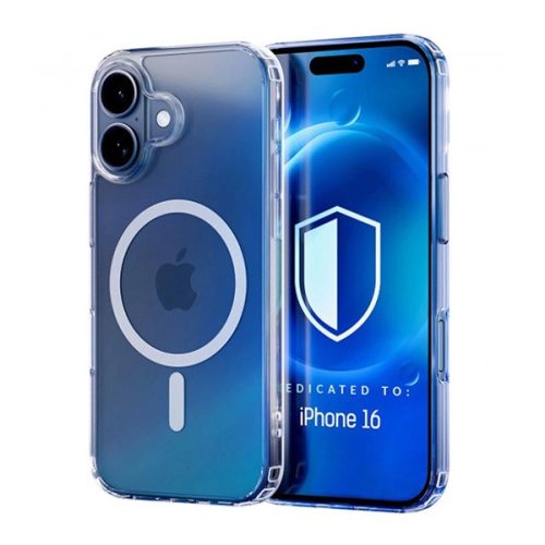 Szilikon telefonvédő (ütésállóság, légpárnás sarok, MagSafe) ÁTLÁTSZÓ