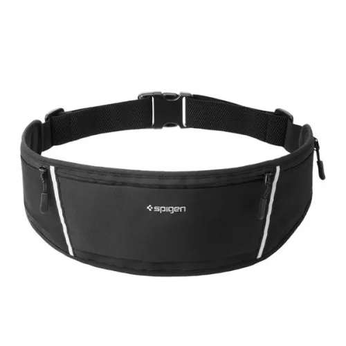 SPIGEN A710 tok fekvő (univerzális, derékra rögzíthető övtáska, vízálló, 195x113mm, SPORT) FEKETE
