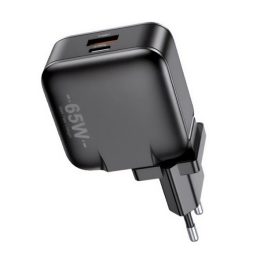 AWEI PD55-EU hálózati töltő USB+Type-C aljzat (65W, GaN, PD gyorstöltő) FEKETE   AWEI PD55-EU hálózati töltő USB+Type-C aljzat (65W, GaN, PD gyorstöltő) FEKETE