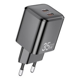 AWEI PD65-EU hálózati töltő 2 Type-C aljzat (35W, GaN, PD gyorstöltő) FEKETE   AWEI PD65-EU hálózati töltő 2 Type-C aljzat (35W, GaN, PD gyorstöltő) FEKETE