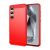 Szilikon telefonvédő (ütésállóság, légpárnás sarok, szálcsiszolt, karbon minta) PIROS