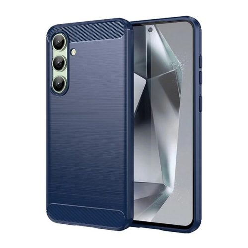 Szilikon telefonvédő (ütésállóság, légpárnás sarok, szálcsiszolt, karbon minta) SÖTÉTKÉK