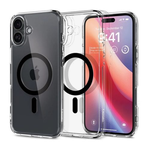 SPIGEN ULTRA HYBRID MAG műanyag telefonvédő (ütésállóság, légpárnás keret, MagSafe) FEKETE