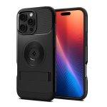 SPIGEN SLIM ARMOR MAG szilikon telefonvédő (műanyag hátlap, ütésállóság, légpárnás sarok, MagSafe) FEKETE