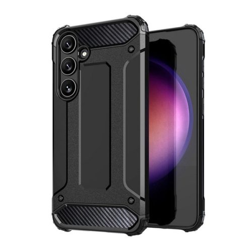 Defender szilikon telefonvédő (ütésállóság, légpárnás sarok, fémhatás) FEKETE