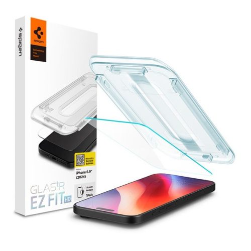 SPIGEN EZ FIT HD képernyővédő üveg (2.5D, tokbarát, ultravékony, 0.2mm, 9H + segédkeret) ÁTLÁTSZÓ