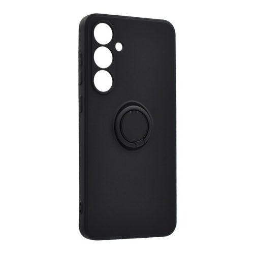Szilikon telefonvédő (tartógyűrű, mikrofiber plüss belső, mágneses, kameravédő) FEKETE