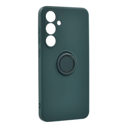 Szilikon telefonvédő (tartógyűrű, mikrofiber plüss belső, mágneses, kameravédő) SÖTÉTZÖLD