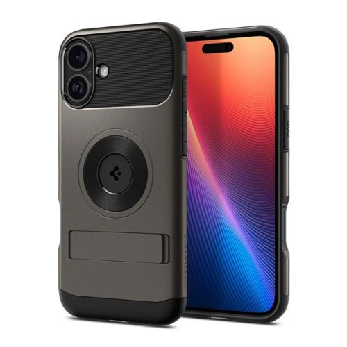 SPIGEN SLIM ARMOR MAG szilikon telefonvédő (műanyag hátlap, ütésállóság, légpárnás sarok, MagSafe) SÖTÉTSZÜRKE