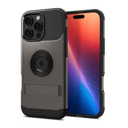   SPIGEN SLIM ARMOR MAG szilikon telefonvédő (műanyag hátlap, ütésállóság, légpárnás sarok, MagSafe) SÖTÉTSZÜRKE