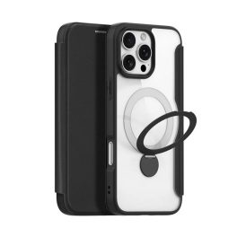 DUX DUCIS SKIN X PRO tok álló, bőr hatású (FLIP, oldalra nyíló, RFID, kitámasztó, MagSafe) FEKETE   DUX DUCIS SKIN X PRO tok álló, bőr hatású (FLIP, oldalra nyíló, RFID, kitámasztó, MagSafe) FEKETE