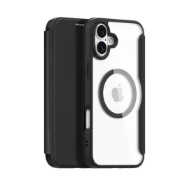   DUX DUCIS SKIN X PRO tok álló, bőr hatású (FLIP, oldalra nyíló, RFID, MagSafe) FEKETE