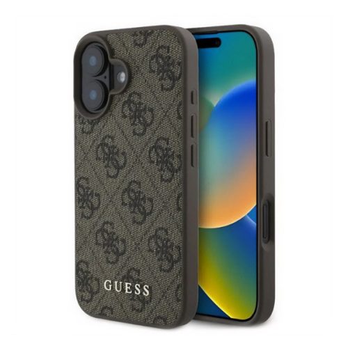 GUESS 4G METAL GOLD LOGO műanyag telefonvédő (textil hátlap) SÖTÉTBARNA