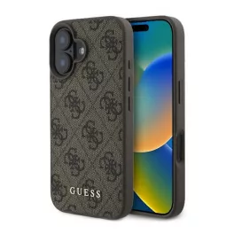   GUESS 4G METAL GOLD LOGO műanyag telefonvédő (textil hátlap) SÖTÉTBARNA