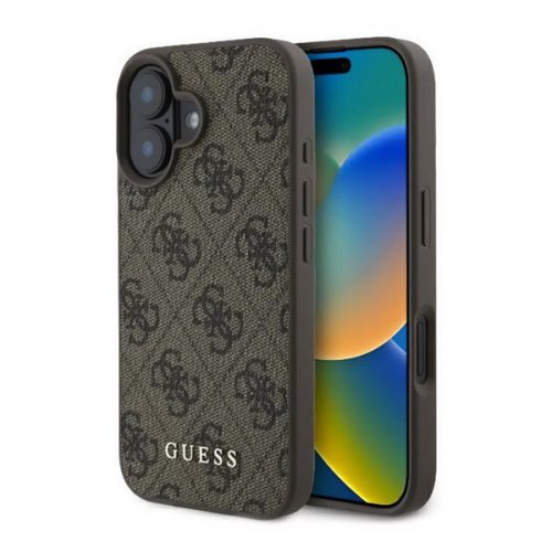 GUESS 4G METAL GOLD LOGO műanyag telefonvédő (textil hátlap) SÖTÉTBARNA