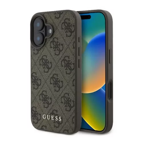 GUESS 4G METAL GOLD LOGO műanyag telefonvédő (textil hátlap) SÖTÉTBARNA