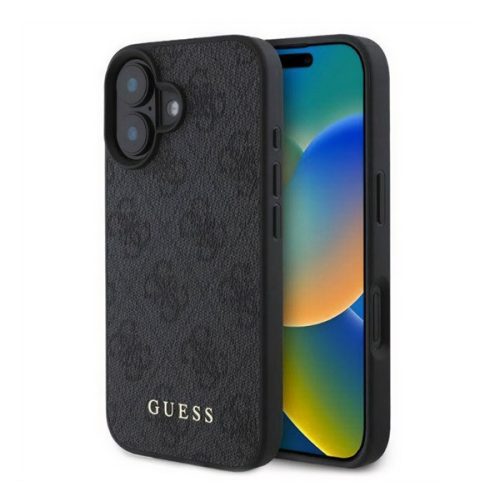 GUESS 4G METAL GOLD LOGO műanyag telefonvédő (textil hátlap) FEKETE