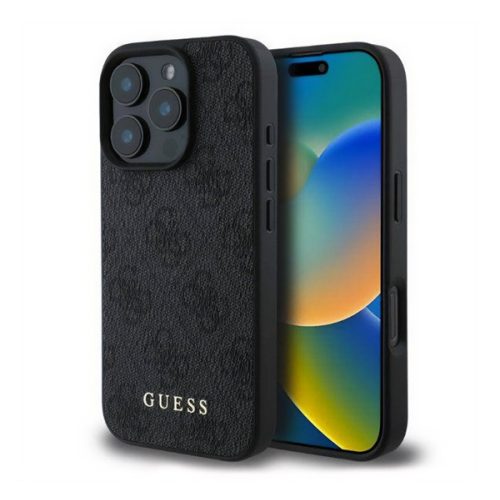 GUESS 4G METAL GOLD LOGO műanyag telefonvédő (textil hátlap) FEKETE