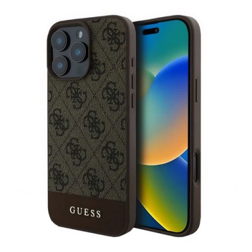 GUESS 4G STRIPE műanyag telefonvédő (textil hátlap) VILÁGOSBARNA