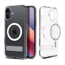   SPIGEN ULTRA HYBRID S műanyag telefonvédő (ütésállóság, légpárnás keret, kitámasztó, MagSafe) ÁTLÁTSZÓ
