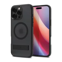   SPIGEN ULTRA HYBRID S műanyag telefonvédő (ütésállóság, légpárnás keret, kitámasztó, MagSafe) FEKETE